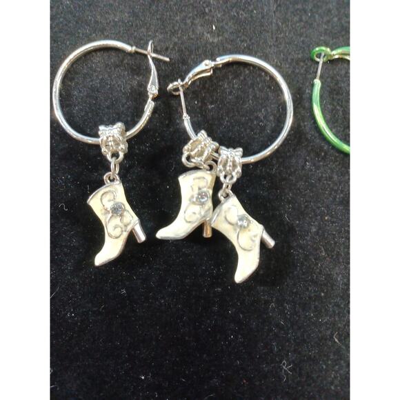 Cowgirl Boot Earrings Dangle Drop Costume Western Rodeo Fun Pierced Lot Of 4 - Picture 8 of 9
